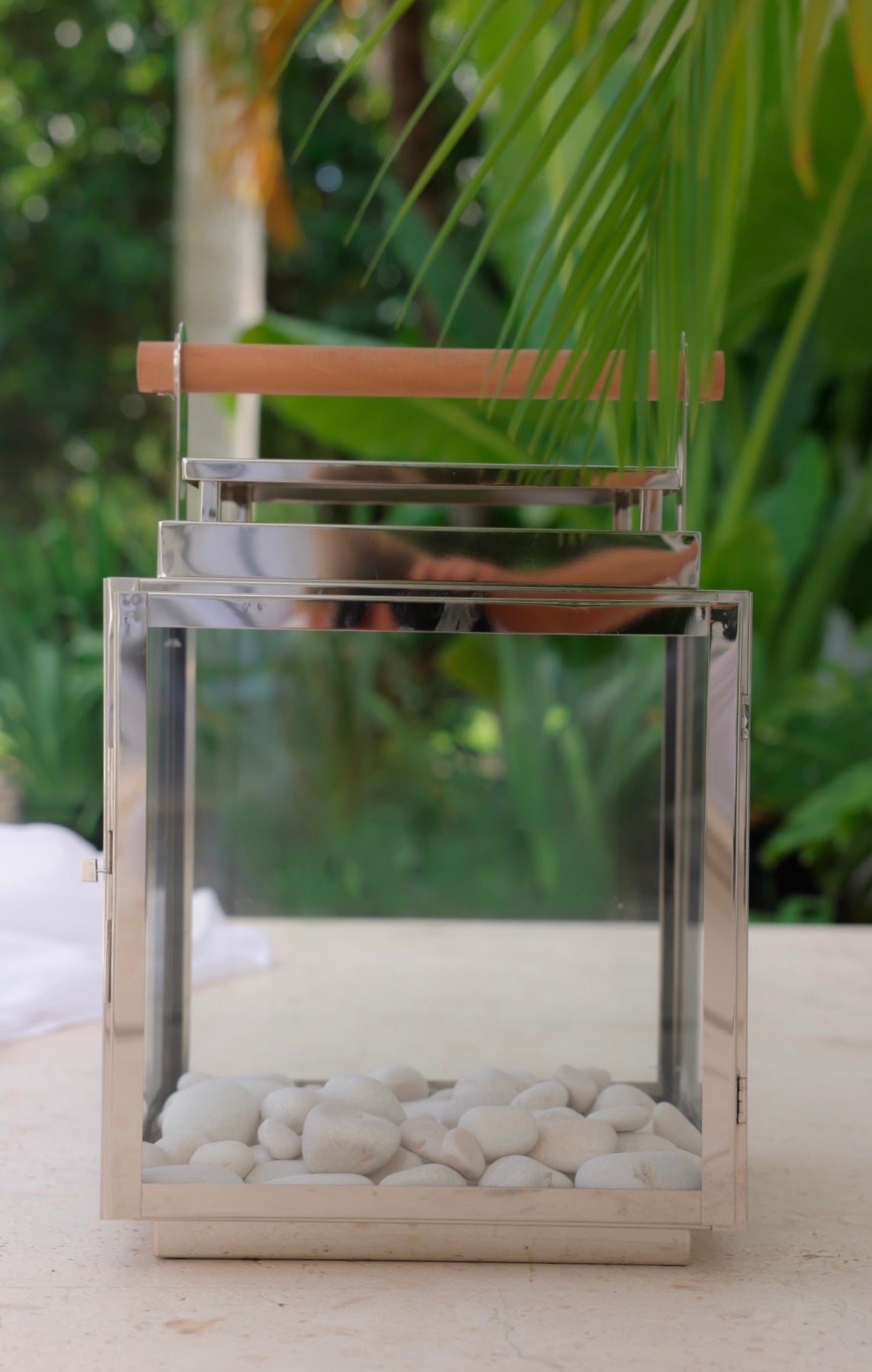 Teak Handle Outdoor Lantern | Large